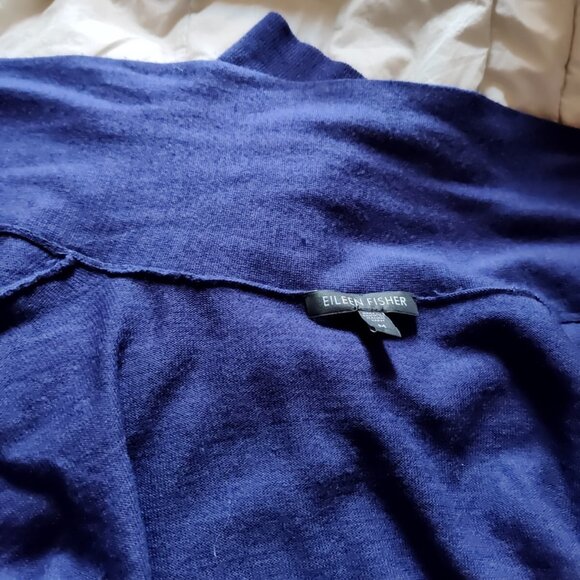 eileen fisher open cardigan Sweater M Italian Merino Yarn Blue Purplish - Picture 8 of 12